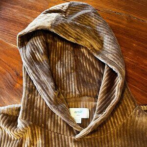 Aerie, cropped ribbed hooded sweater, golden brown, size Medium